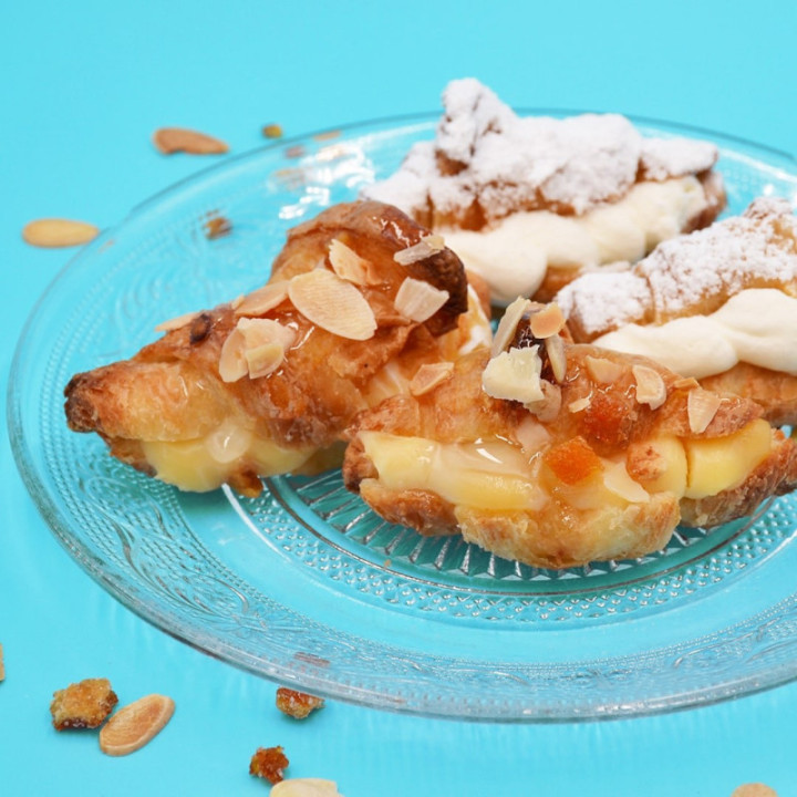 La petite Sara Cafetería Pastelería en Madrid tartas artesanales Mini croissant rellenos nata y crema pastelera